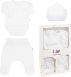 Set neonato 3 pezzi NEW BABY I AM bianco 56 (0–3 mesi)