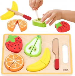 viga set montessori di frutta in legno da tagliare