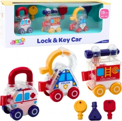 Set educativo di macchinine con chiavi Polizia, Pompieri, Ambulanza