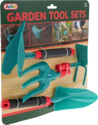 set per piccoli giardinieri 4 pezzi – forchetta, paletta, spargitore e zappetta, 3+