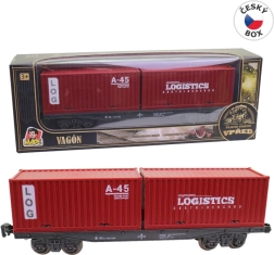 Carro merci container rosso per modellismo ferroviario 25 cm