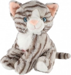 Gatto di peluche seduto 20 cm con suono, tigrato