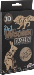 Puzzle 3D in legno 2 in 1 canguro e leone GRAFIX