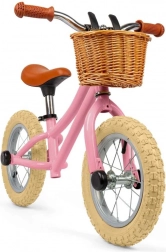 Bigjigs Toys bicicletta senza pedali rosa con cestino di vimini