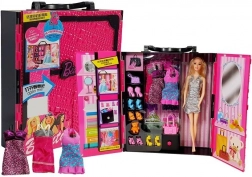 armadietto alla moda per bambole valigetta rosa con set di accessori