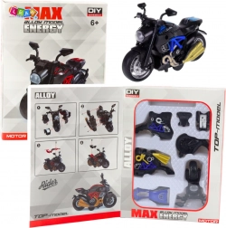 Motocicletta in metallo da assemblare 1:14 – modello DIY blu