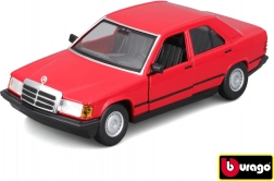 Modello d'auto in metallo Bburago 1:24 Plus 1987 Mercedes-Benz 190E rosso