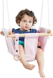 Altalena tessile per bambini in cotone – rosa