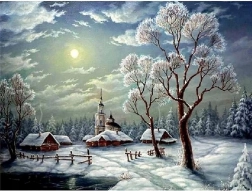 pittura con diamanti paesaggio invernale innevato 30 × 40 cm