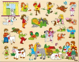 Grande puzzle bambini e i loro animali domestici