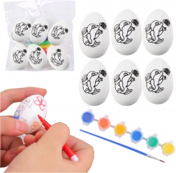 Set di uova di Pasqua in polistirene da dipingere con motivo coniglietto, 6 pz