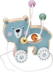 Giocattolo in legno da trainare con labirinto di perline - Orsetto