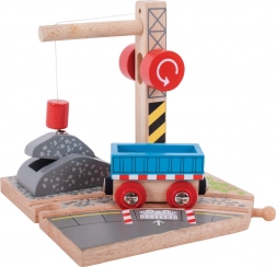 Giocattolo di legno gru con vagone Bigjigs Rail per bambini