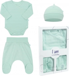 Set neonato 3 pezzi NEW BABY I AM, menta, taglia 62 (3–6 mesi)