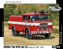 Puzzle auto d’epoca Škoda 706 RTH CAS 25 camion dei pompieri 40 pezzi
