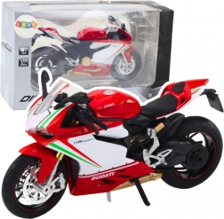Motocicletta sportiva in metallo 1:12 con luci e suoni – rosso‑bianca