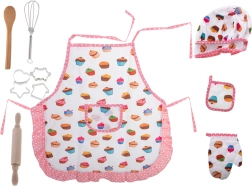 Set da cucina per bambini con cappello, grembiule e utensili