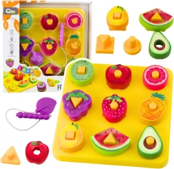 Puzzle educativo per bambini – frutta geometrica con infilatura