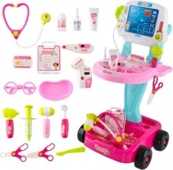 Set da dottore per bambini con carrellino – rosa, 18 pezzi