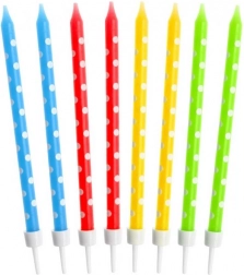 Godan candeline di compleanno a pois, mix di colori, 24 pz
