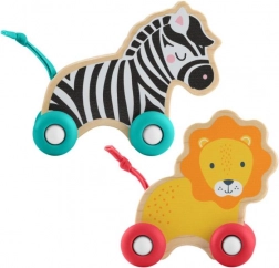 FISHER-PRICE animaletti in legno con ruote – set leone e zebra