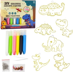 Set creativo fai-da-te – ciondoli vetrata dinosauri con 6 pennarelli gel