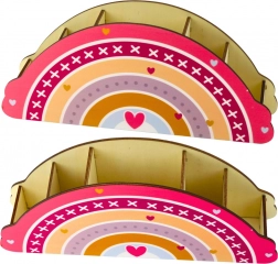 Organizzatore in legno per bambini in colore rosa con motivo arcobaleno