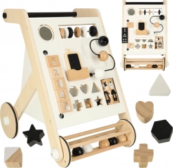 Deambulatore in legno con lavagna interattiva e scatola di classificazione