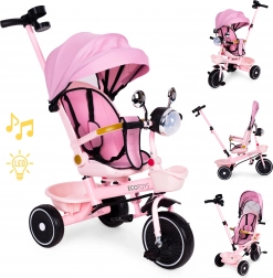 triciclo rosa per bambini con sedile girevole e asta di guida ECOTOYS