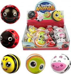 pallina rimbalzante con animaletti 6 cm in gomma