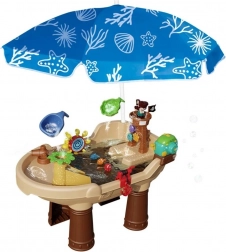 Woopie tavolo d’acqua 2in1 nave pirata con ombrellone XL e creatore di bolle