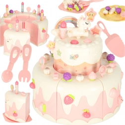 Torta di compleanno a due piani con musica e luci, rosa, 16 pezzi