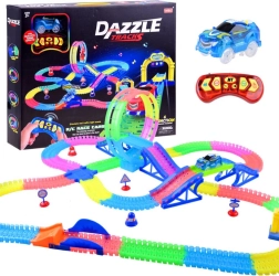 Pista automobilistica fluorescente con telecomando ed effetti luminosi 6,56 m