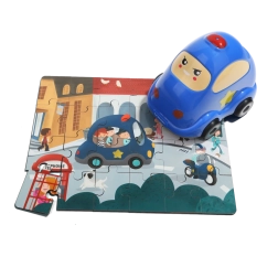 TOP BRIGHT puzzle in legno con giocattolo – auto della polizia, 24 pezzi