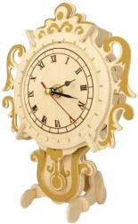 Puzzle 3D in legno con orologio su supporto
