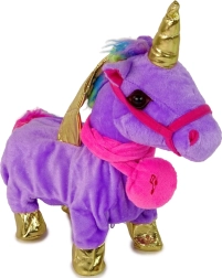 Unicorno di Peluche Interattivo Viola con Ali Dorate