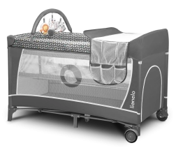 Lettino da viaggio e box 2 in 1 LIONELO Flower – Grigio