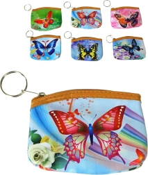 Portamonete per bambini con zip con farfalle e anello - 1 pezzo