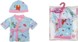 Accappatoio blu con cappuccio per bambole 40-45 cm