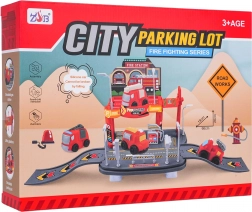 Garage dei pompieri con macchinina morbida – parcheggio a due piani per bambini