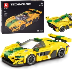 Kit di costruzione tecnico auto sportiva giallo‑verde 368 pezzi