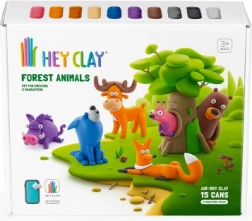 Hey Clay – Animaletti del bosco, 15 vasetti, pasta autoindurente 3+