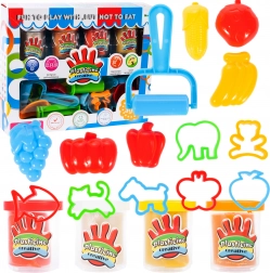 Set di plastilina frutta e animali, 4 vasetti