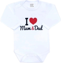 Body neonato New Baby i love mum and dad, manica lunga, taglia 68