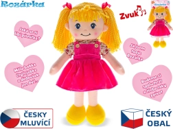 Bambola di peluche parlante Rozárka, bionda, con luci e suoni