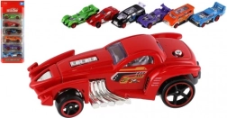 Set di 6 macchinine da corsa, metallo e plastica, 8 cm, a ruote libere