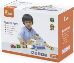 Traghetto in legno con macchinine e equipaggio