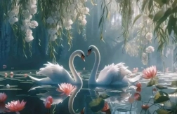 Pittura diamantata cigni 30 × 40 cm