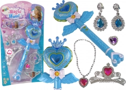 Bacchetta magica interattiva con proiettore accessori azzurri per fata