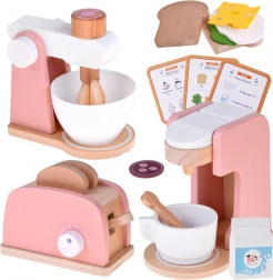 Set di elettrodomestici da cucina in legno per bambini – tostapane, macchina del caffè e mixer con accessori
